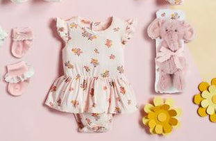 Pink Floral Skirted Crawler 3 to 6m