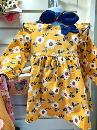 Flower Flannel Dress & Headband Set 9-12m