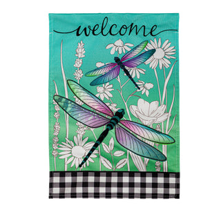 Dragonflies and Wildflowers Garden Linen Flag
