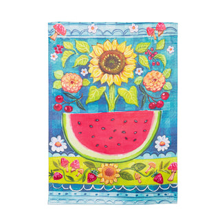 Folk Sunflower Suede Garden Flag