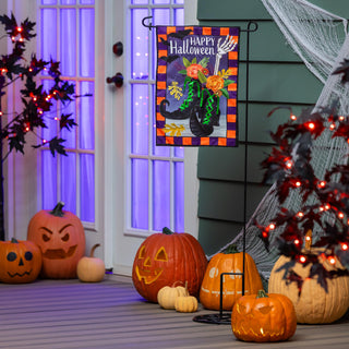 Halloween themed garden flag with witches boots