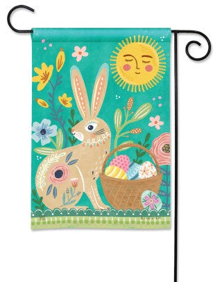 Folk Easter Bunny Garden Flag