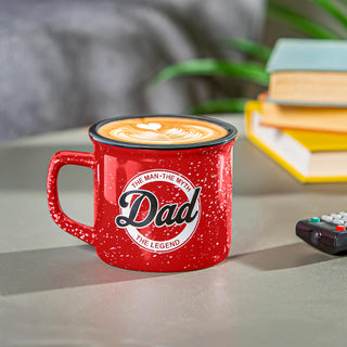 Dad The Man The Myth cup – stainless steel tumbler with bold statement graphic and lid