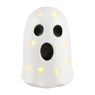 Ghost Light-Up Sitter displayed with festive Halloween theme, perfect for seasonal decor or gift ideas.