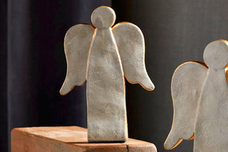 CONCRETE GOLD ANGEL SITTER Sm