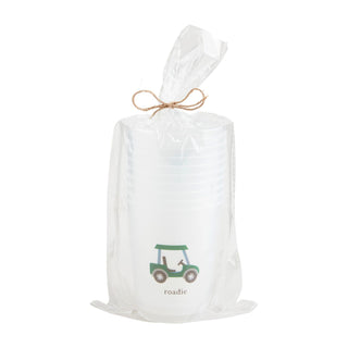 Golf icon party cup – white insulated party cup with golf club and ball icon, reusable and dishwasher safe