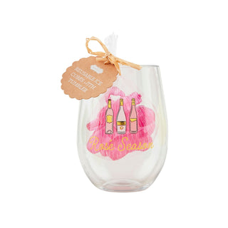 Rose Party Glass & Ice Cube Set	Rosé-themed drinkware – pink party glass with strawberry reusable ice cube, fun summer gift set