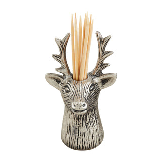 Deer head toothpick holder – ceramic countertop holder topped with a realistic deer head figurine
