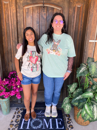 Leopard Floral Bunny Mint Tee