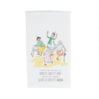 Drop It Funny Birthday Towel	Drop It funny birthday towel – playful dish towel with disco ball and pun, perfect for party gifting
