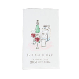Fine Wine Funny Birthday Towel	Fine wine funny birthday towel – kitchen towel with wine-themed embroidery and sassy birthday sentiment