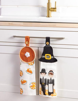 Pilgrim Hat Thanksgiving Crochet Hanging Towel