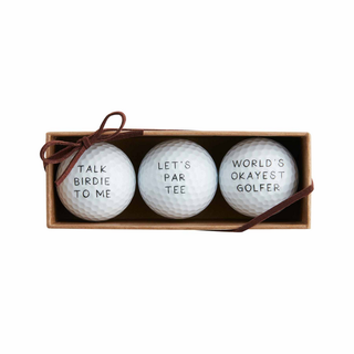 Let's Par Tee golf set – boxed novelty golf ball set with fun 'par-tee' puns and themed packaging