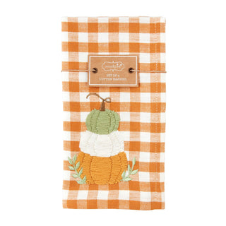 RUST EMBROIDERY CHECK NAPKIN