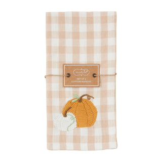 TAN EMBROIDERY CHECK NAPKIN