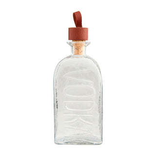 Vodka glass leather decanter – sleek liquor decanter wrapped in stitched leather with embossed label
