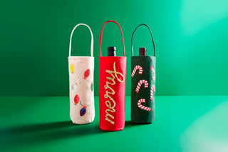 WHITE SEQUIN WINE BAG