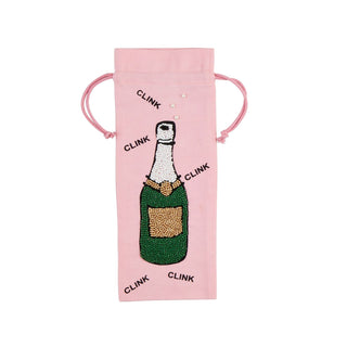 Pink Champagne Beaded Wine Bag