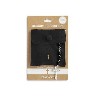 Black Rosary + Pouch - 18in