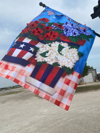 Patriotic Flower House Flag