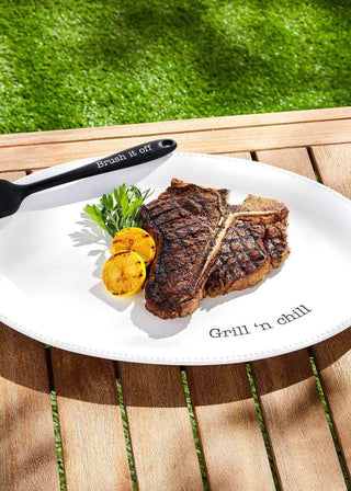 Grill platter brush set – durable serving platter with grill-cleaning brush included for outdoor cooks