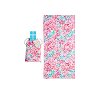 Quick Dry Towel Beach Set Pink	Quick dry beach towel set in pink – soft microfiber towel with coordinating waterproof carry case