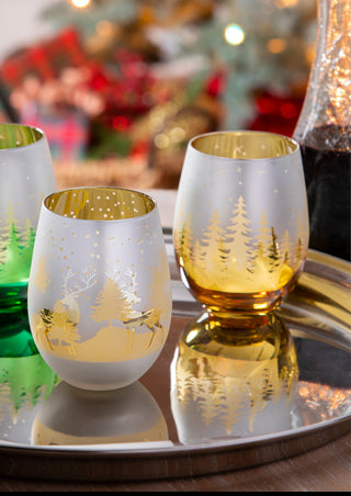 18oz Stemless Wine Glass Deer