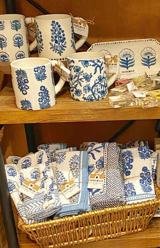 Block Print Blue Floral Mug