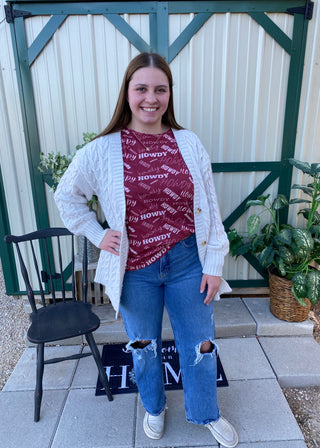 Basic Howdy Tee	Basic Howdy tee – western graphic tee with ‘Howdy’ text and cowboy charm