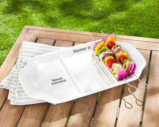 Kabob platter set – grill-ready ceramic platter with kabob skewer holders, ideal for BBQ season