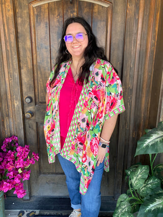 Tropical Floral Checker Wrap