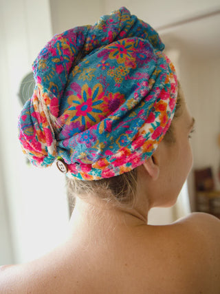 Hair Towel Wrap Teal Floral