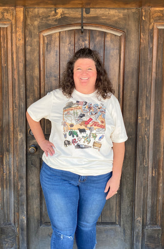 Hondo Icons Tee	Locally designed tee with hand-drawn Hondo icons – perfect gift for Hondo fans