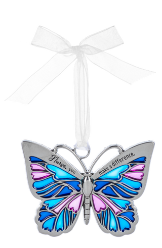 Butterfly ornament with 'Nurse, you make a difference'