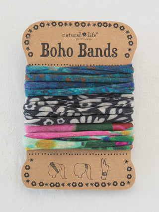Boho bands on a cardboard holder with 'natural life' branding