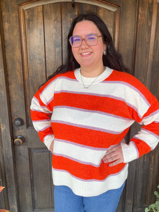 Sylas Orange Striped Sweater Org