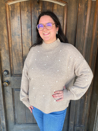 Tan Novie Pom-Pom Sweater