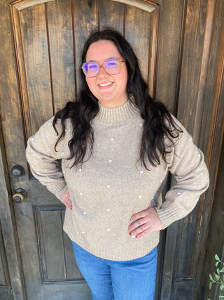 Tan Novie Pom-Pom Sweater