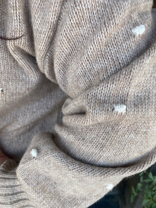 Tan Novie Pom-Pom Sweater