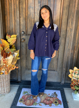 Jane Navy & White Top