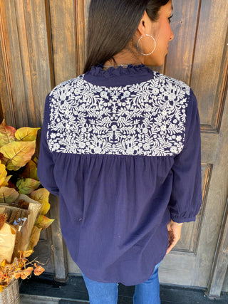 Jane Navy & White Top