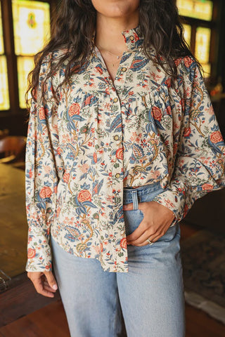 Jenna Red Blue Floral Top