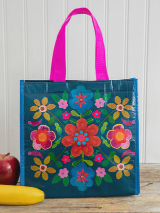 Insulated Lunch Bag Navy Folk Flwr