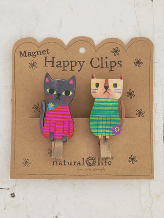 Happy Clips with cat designs on a natural life branded card