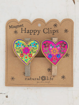 Heart-shaped happy clips with floral designs