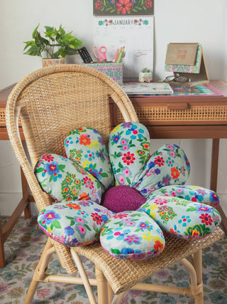 Flower Pillow Cushion Rose Pnk Grn