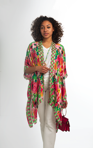 Tropical Floral Checker Wrap