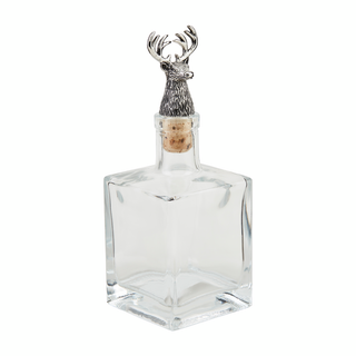Small metal deer glass decanter – elegant glass decanter with detailed deer head metal stopper