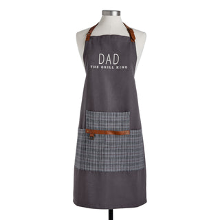 Dad Grill King Apron	Dad Grill King apron – adjustable apron with bold 'Grill King' text and pockets for grilling gear