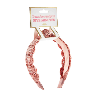 Scalloped Straw Headband Blush